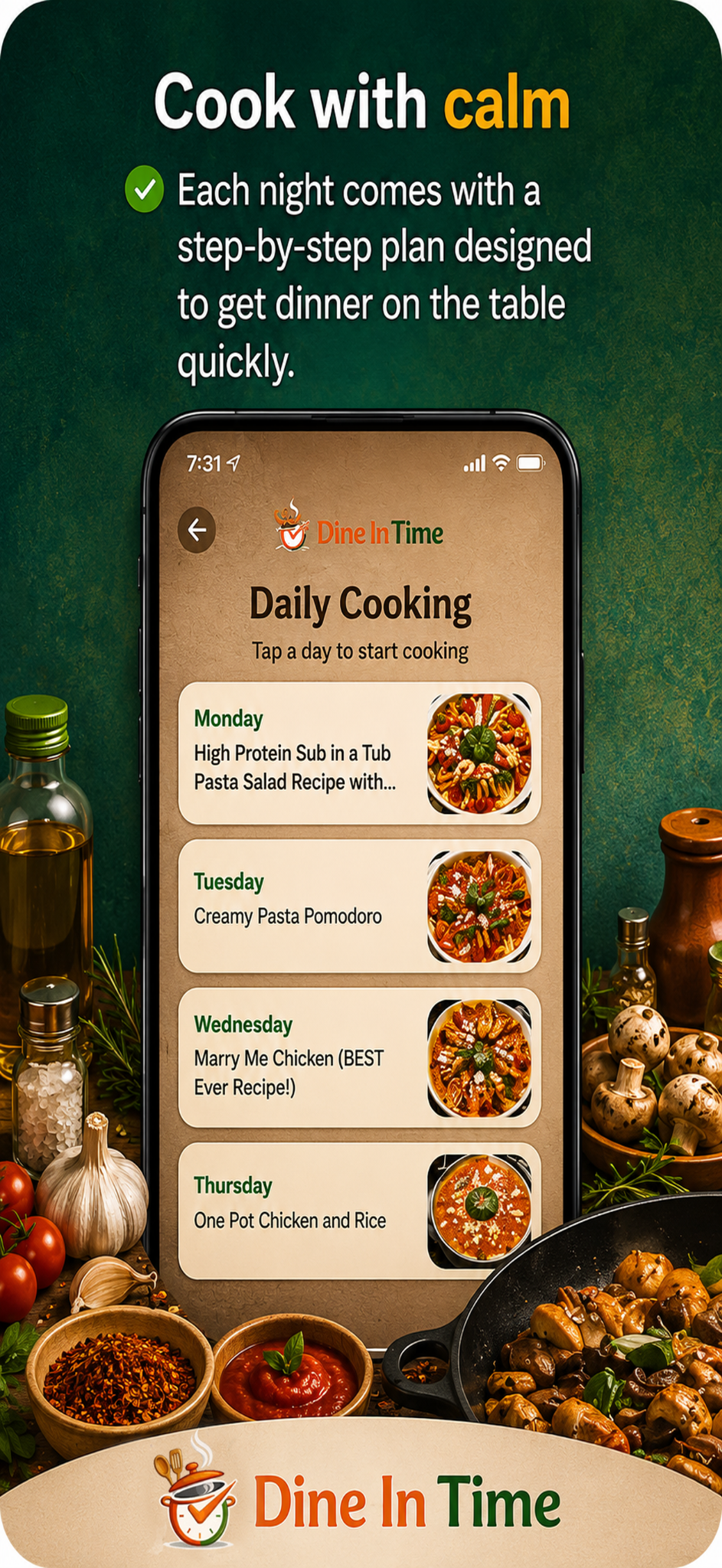 Daily cooking screen
